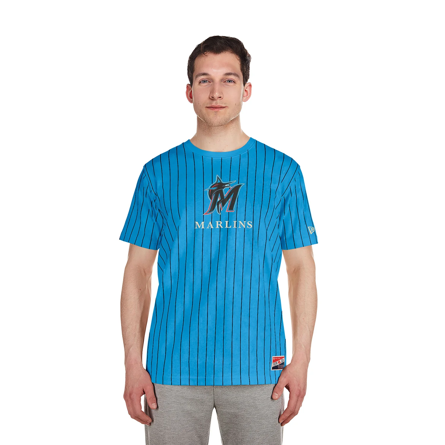Marlins Team Logo Pinstripe Tee - Mens - Image 2