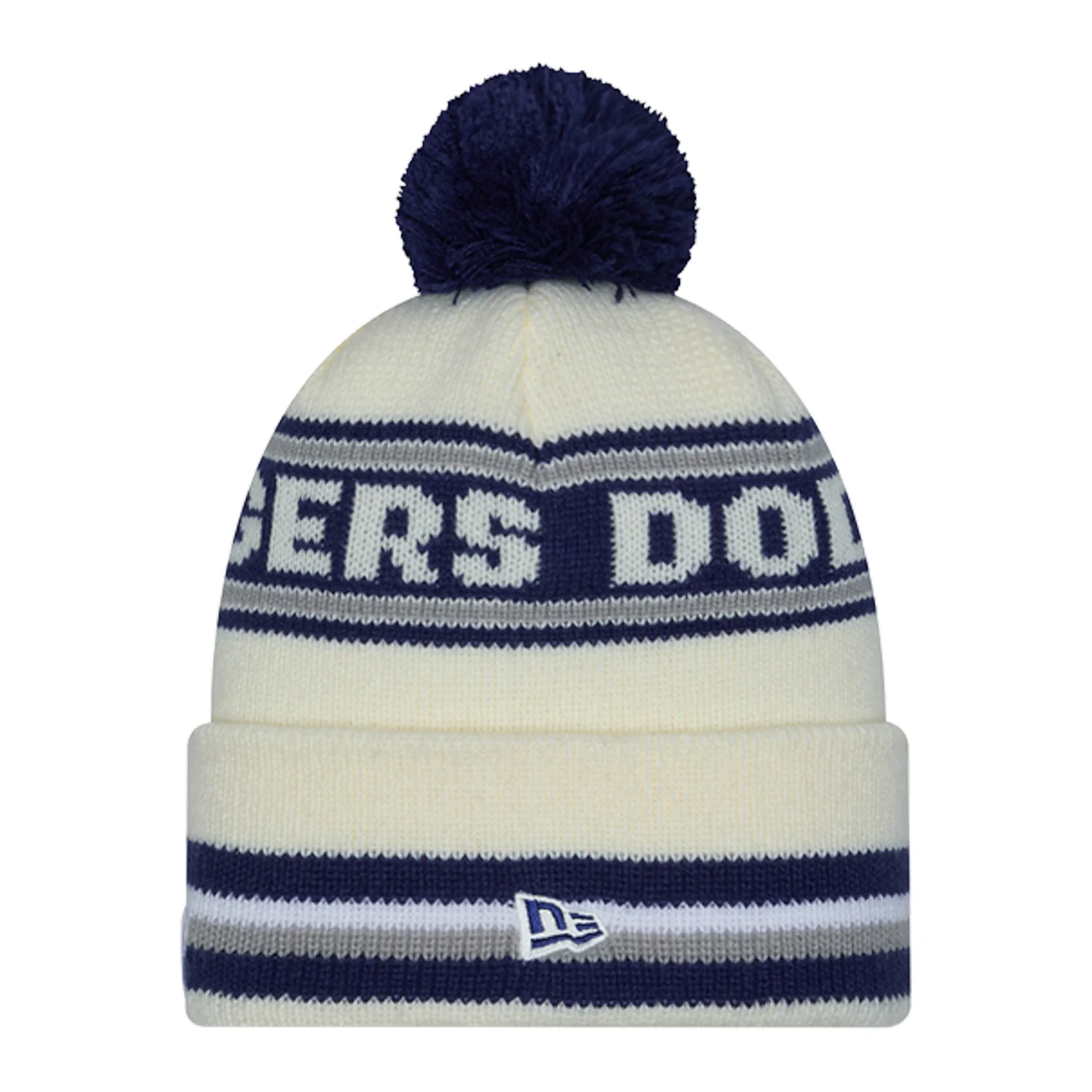 Dodgers Knit Classic Stripe Pom Beanie - Image 2