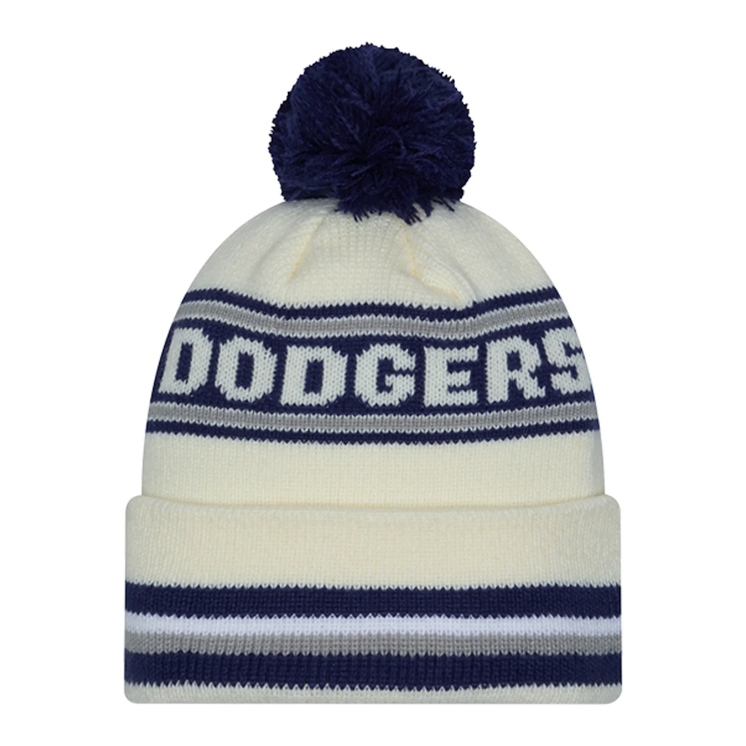Dodgers Knit Classic Stripe Pom Beanie - Image 3