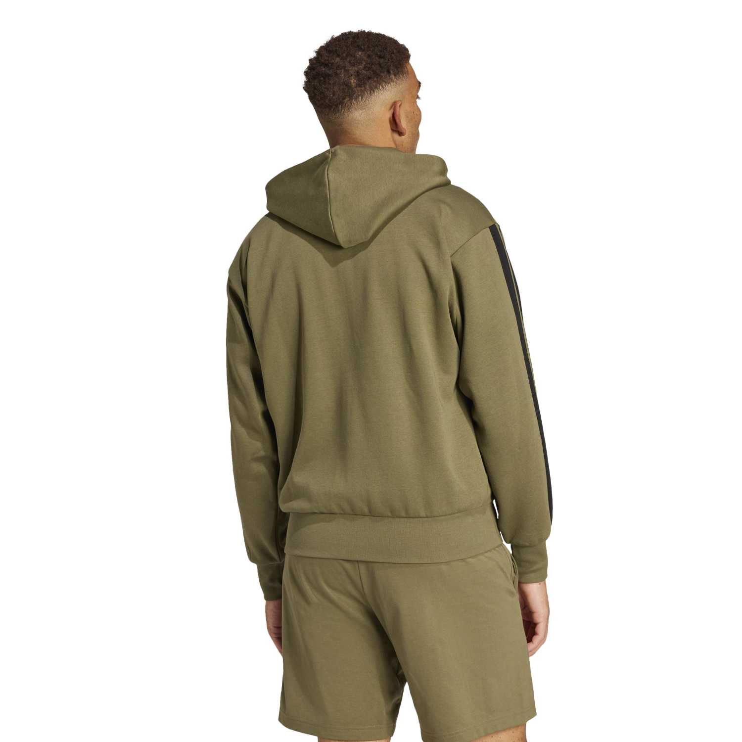 Essentials 3 Stripes Fleece FZ Hoody -Mens - Image 6