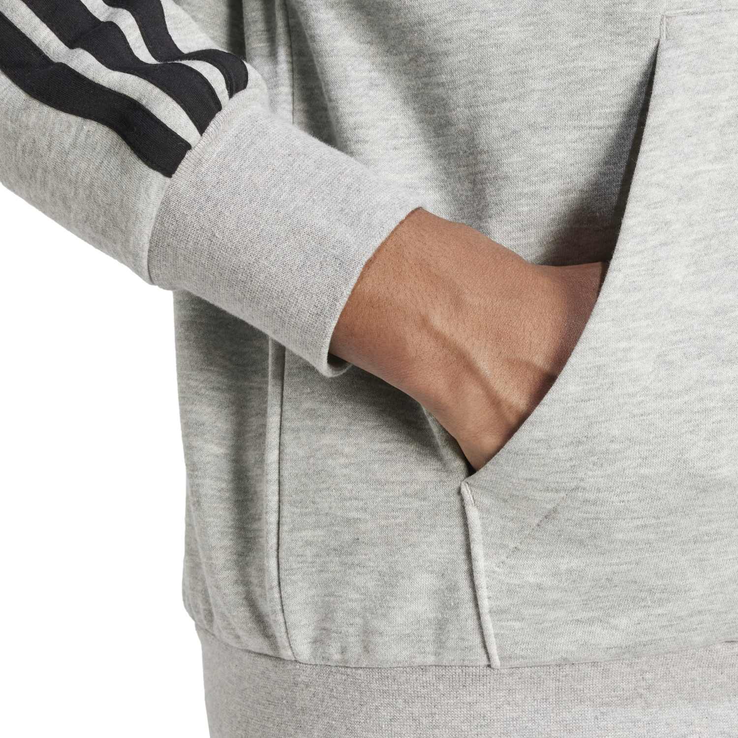 Essentials 3 Stripes Fleece FZ Hoody -Mens - Image 5