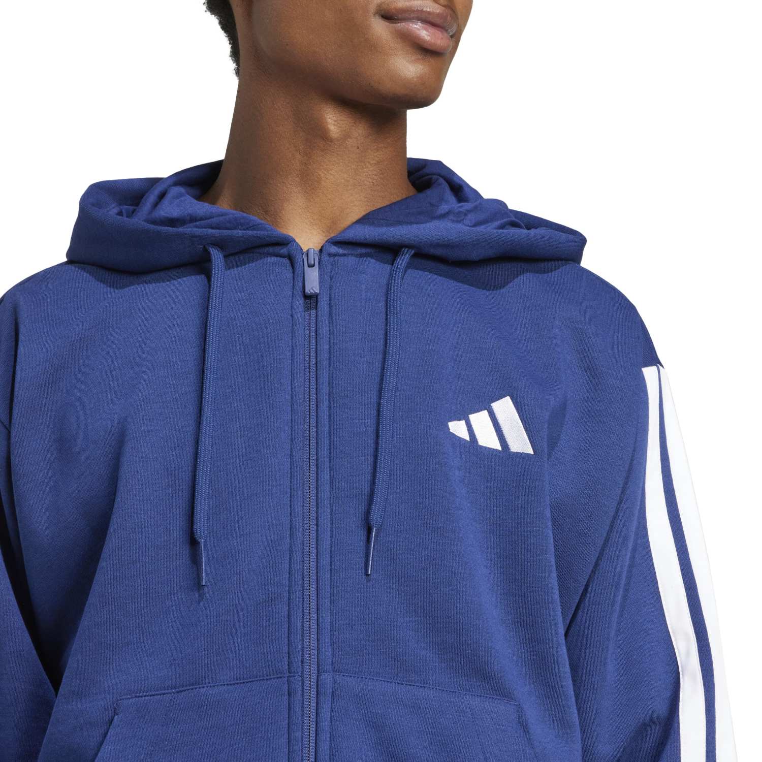 Essentials 3 Stripes Fleece FZ Hoody -Mens - Image 4