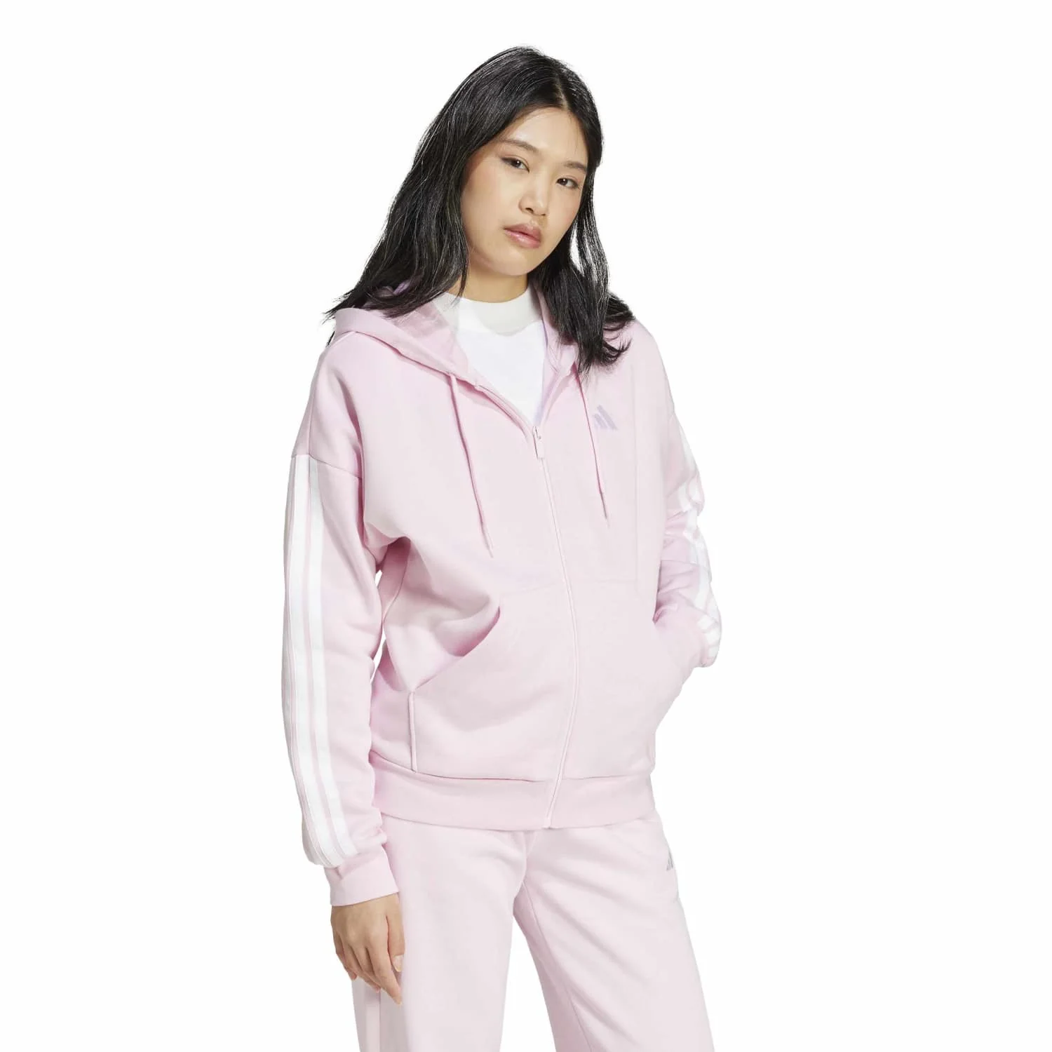Essentials 3-Stripe FZ Hoody - Womens - Image 3